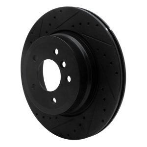 BMW 135I Brake Rotor (1) - Rear Left - R1 Concepts - Drilled & Slotted - Black - `08-`13